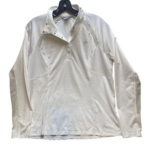 Ariat Shirt Womens‎ Large White 1/4 Snaps Athleisure Sportswear Performance Lady